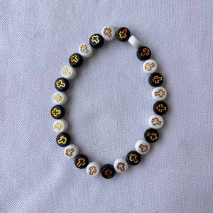 Black and White Cross Bead Bracelet