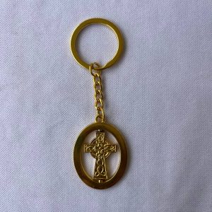 Gold-Colored Spinning Cross Keychain